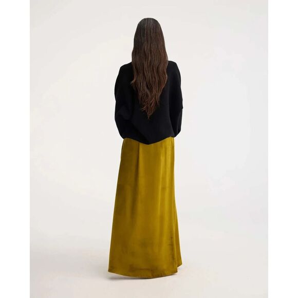 Vince Women's Gold High Waisted Velvet Cotton Pull On Maxi Skirt Size Large NWOT - Picture 5 of 12